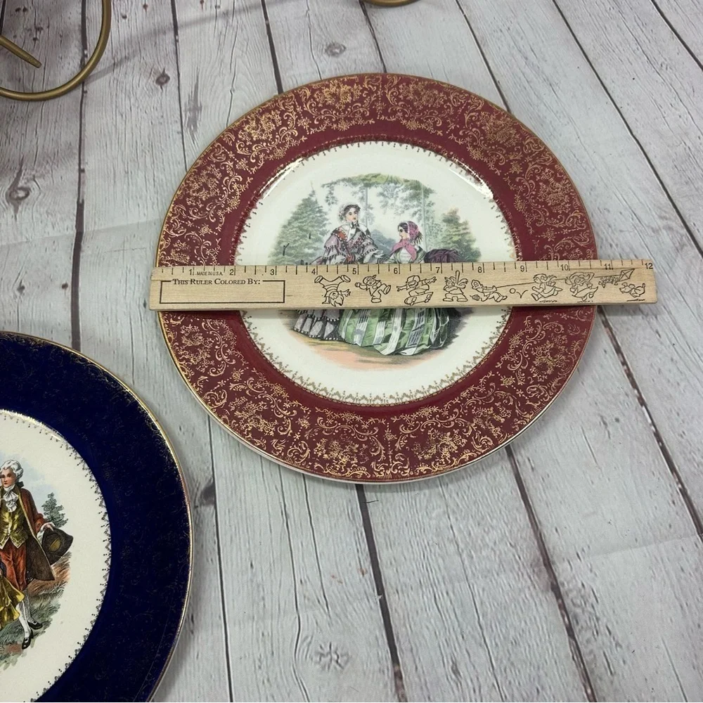 vintage Service Plate (Charger) Godey Prints Service Plates by Salem set of 2